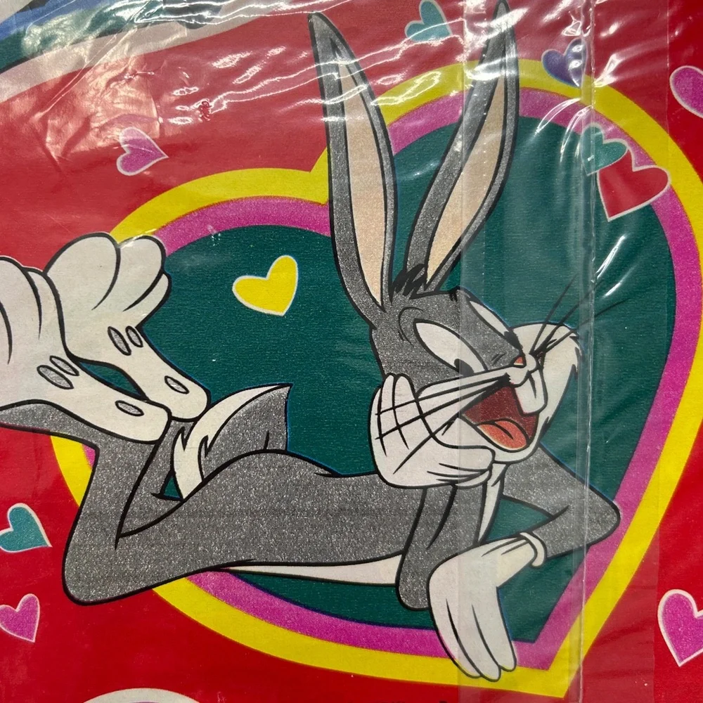 Vintage 90s Gift Wrap Looney Tones Square New Set of 3 Valentine's Day Theme